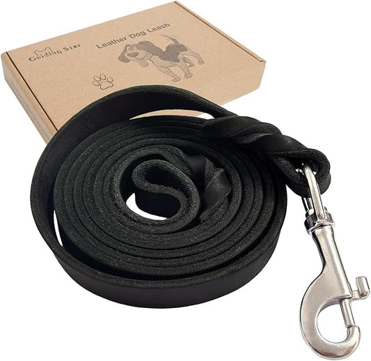 Leather Dog Leash 6ft (6ftx3/4inch, Black)