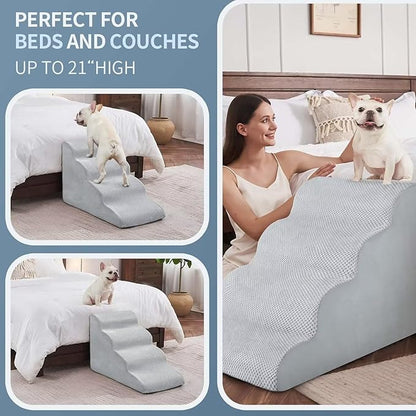 BOMOVA Dog Stairs for Small Dogs 4-Step Dog 2/3/4/5 Steps