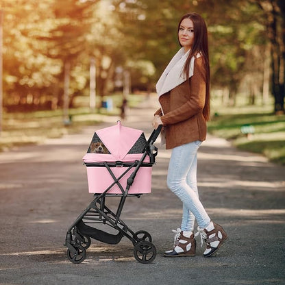 Pet Stroller for Small/Medium Dogs Cats Up to 33lbs 3 in 1 Foldable