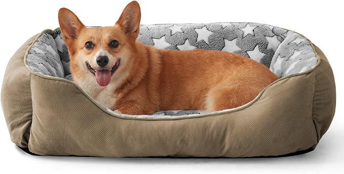 SIWA MARY Dog Bed for Medium Small Size Dogs Plus(24"x20"x8") Brown