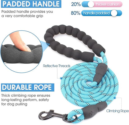 BAAPET 2/4/5/6 FT Dog Leash with Comfortable Padded Handle and Highly Reflective Threads for Small Medium and Large Dogs (5FT-1/3''