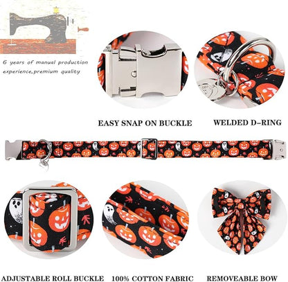 DOGWONG Fall Dog Collar with Bowtie
