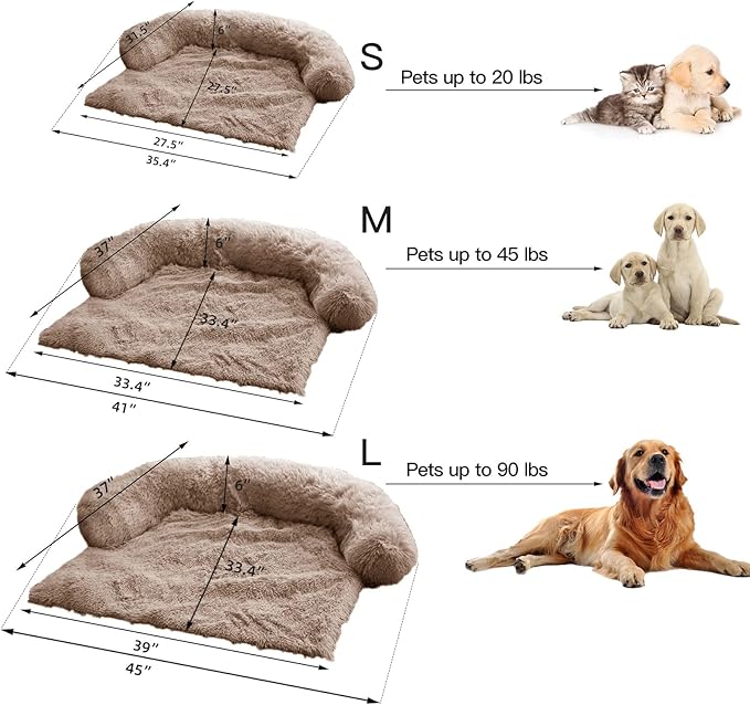 Calming Dog Bed Fluffy Plush Dog Mat for Furniture Protector with Removable Washable Cover for Large Medium Small Dogs and Cats (Small(35x31x5)