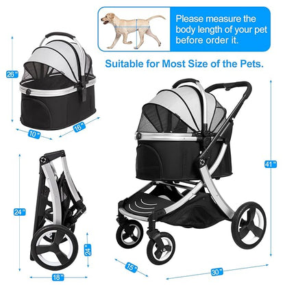 Pet Stroller for middle dogs zipperless with cat