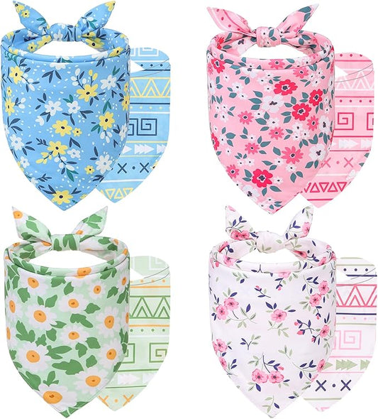 SCENEREAL Summer Dog Bandanas Bulk 4 Pack for Small Medium Large Dogs