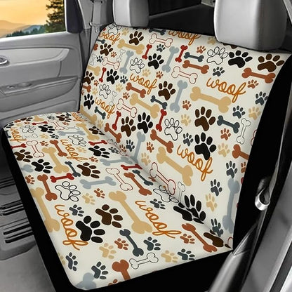 AFPANQZ Dog Paw with Bone Print Car Backseat Covers Dog Seat Cushion for Rear Seat Non-Slip Soft Car Seat Covers for Dogs