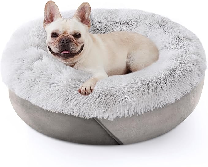 JOEJOY Calming Dog Bed for Small Medium Dogs (30", Grey)