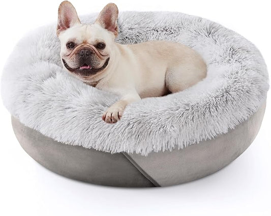 JOEJOY Calming Dog Bed for Small Medium Dogs (30", Grey)