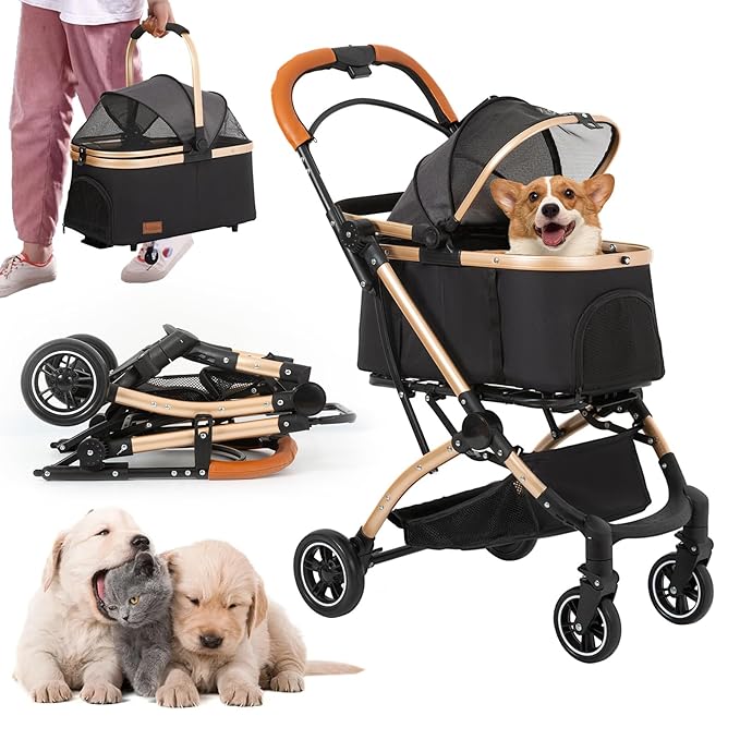 4 in 1 Folding Dog Stroller 4 Wheels