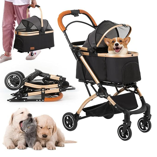 4 in 1 Folding Dog Stroller 4 Wheels
