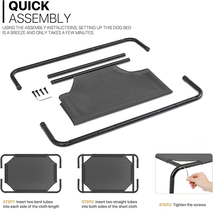 MoNiBloom Elevated Dog Bed Cooling Raised Ped Bed Portable Dog Cot for Camping or Beach 35 Inches