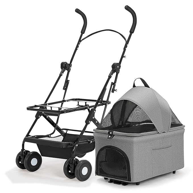 3 in 1 Dog Stroller 4 Wheels Folding