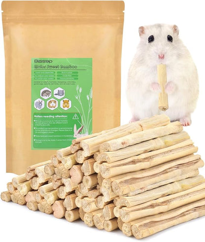 Bissap 910g/2Ib Sweet Bamboo Chew Sticks for Rabbits, Bunny Molar Treats Snack for Small Animals Hamsters Chinchillas Guinea Pigs Squirrels Natural Teeth Grinding Toys