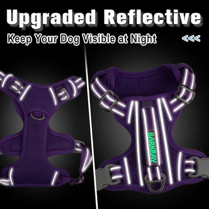 BARKBAY Dog Harness No Pull with ID Tag Pocket - Heavy Duty, Reflective, Easy Control for Large Dogs (Purple,XL)