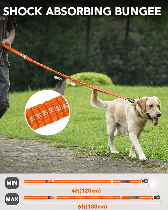 Joytale Tactical Dog Leash Heavy Duty 4-6FT Shock 2 Padded