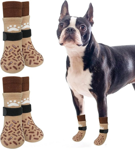 SCENEREAL Dog Socks to Prevent Licking Paws for Hot Pavement, Anti Slip Long Dog Grip Socks for Hardwood Floors, Dog Shoes Booties&Paw Protector for Small Medium Large Senior Dog, Pet Socks for Wounds