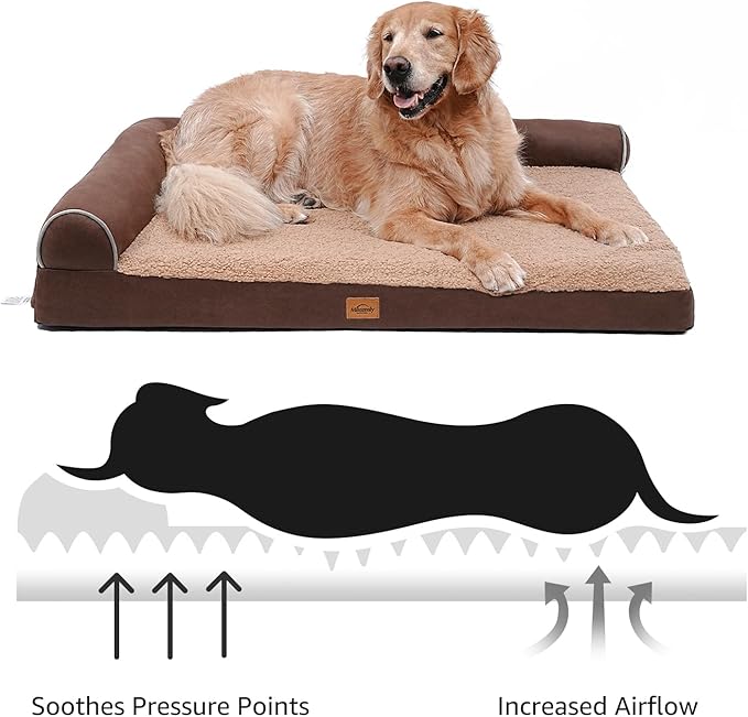 Orthopedic Dog Bed for Large Dogs Removable Bolsters & Washable Cover 65 lbs