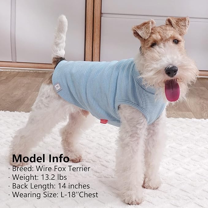 KYEESE 2Pack Dog Shirts Waffle for Small Dogs Stretchy Dog T-Shirts Lightweight Dog Tank Top Sleeveless Dog Vest Breathable