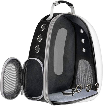 Voyager Carrier Bag - Premium Transparent Bubble Capsule Pet Carrier for Small, Medium Cats - Airline Approved Cat Bubble Backpack with Removable Mat, Side Pocket and Adjustable Stra