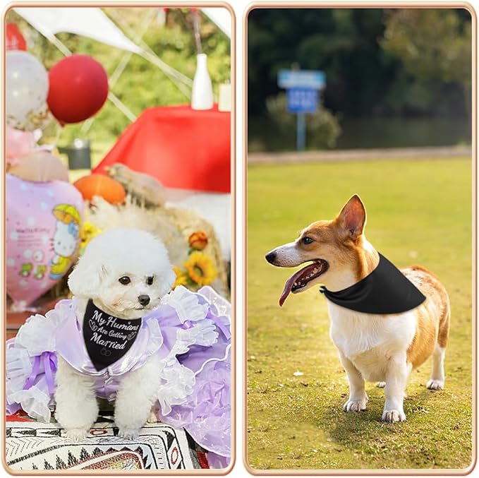 SZEE Wedding Dog Bandanas, My Humans are Getting Married Dog Bandanas for Dogs, Dog Engagement Wedding Party, Pet Wedding Photo Prop Bandana for Engagement, Gifts for Couples (White & Black, Small)