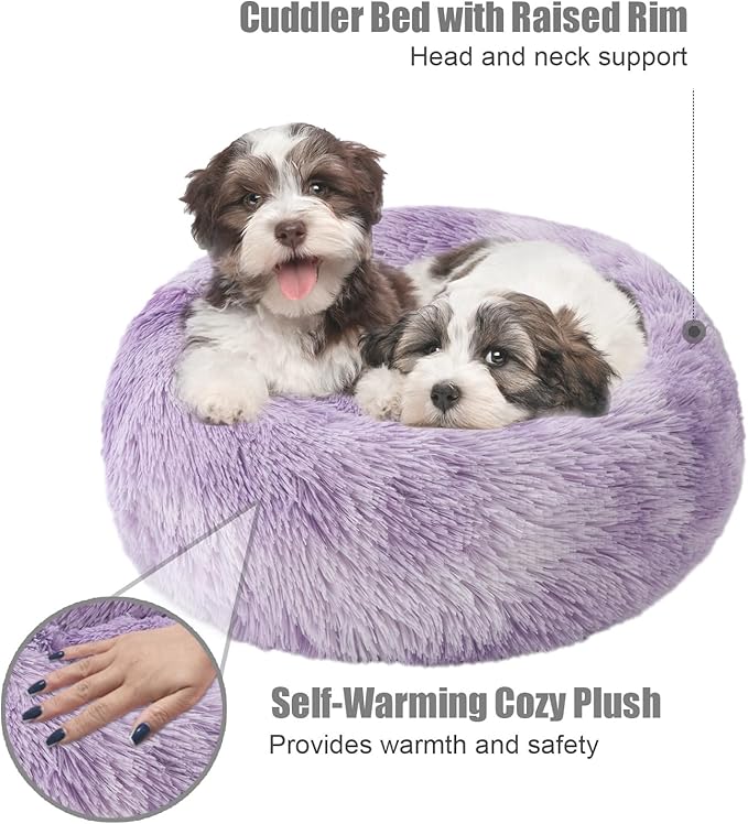 Aurako Cat Bed Dog Bed Round Cushion Pet 23" Purple