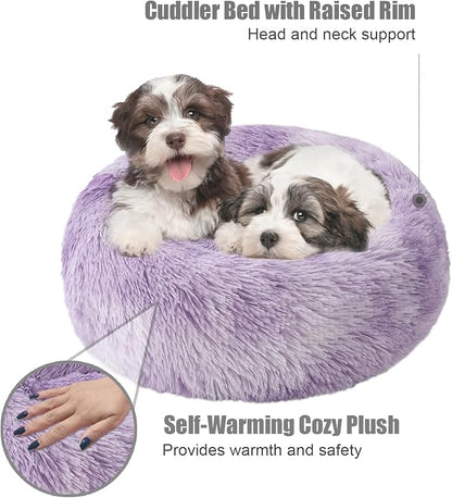 Aurako Cat Bed Dog Bed Round Cushion Pet 23" Purple