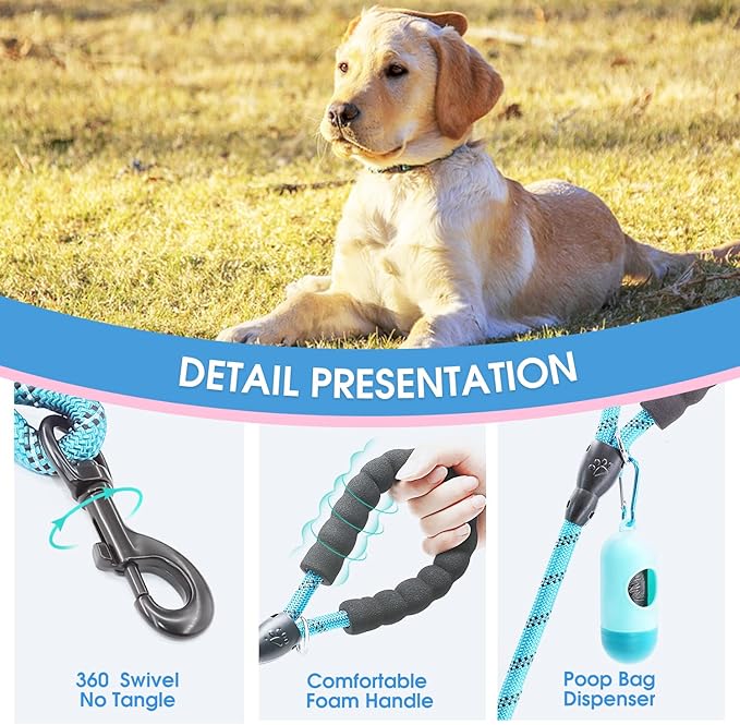 BAAPET 2/4/5/6 FT Dog Leash with Comfortable Padded Handle and Highly Reflective Threads for Small Medium and Large Dogs (6FT-1/2''