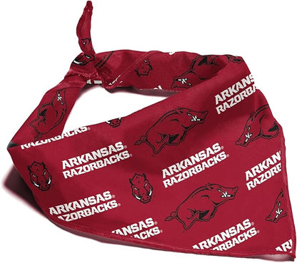 NCAA Officially Licensed Bandana for Dogs and Cats | Fits Pets Great Gift Idea | Easy-to-Tie (Small, Arkansas Razorbacks)