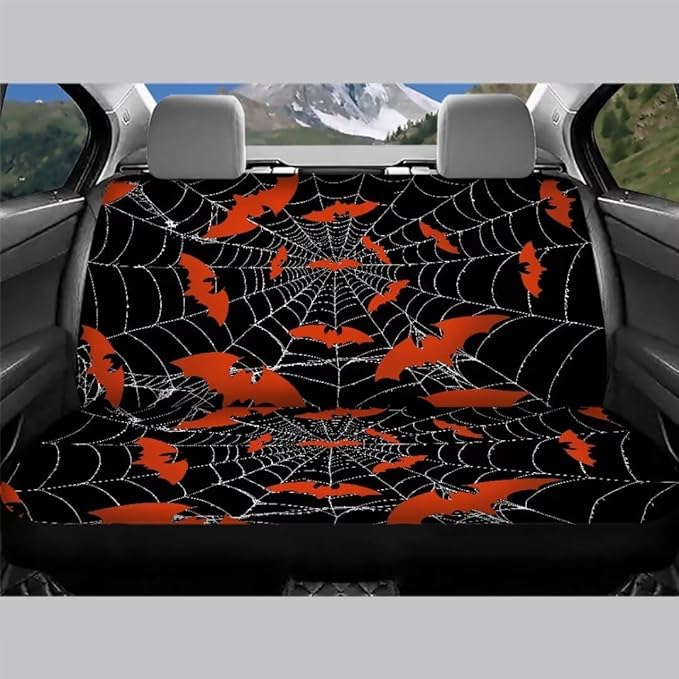 Red Bat Web Car Rear Seat Covers