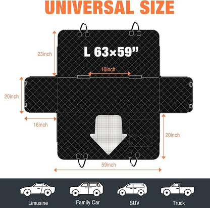 IVY&LANE Dog Car Seat Cover for Dogs 100% Waterproof 600D Scratchproof Sedans(Black,59"×63")