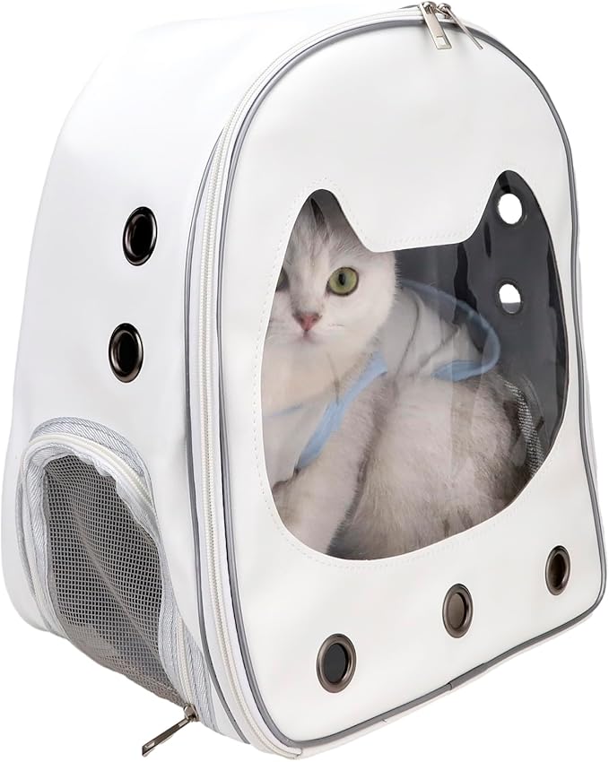 Abraza Pet Carrier Backpack Cat Backpack Pet Carrier Airline Approved Travel Carrier for Small Dogs Cats Foldable Easy to Carry Hiking Travel Camping White