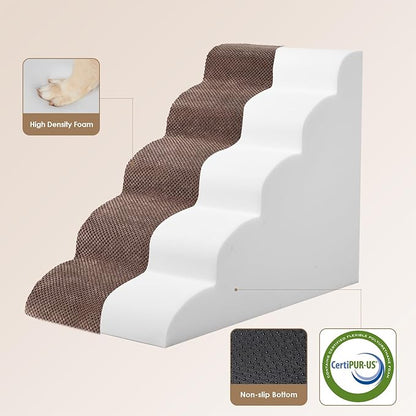 EHEYCIGA Curved Dog Stairs for High Beds 22.6" H 5-Step Dog