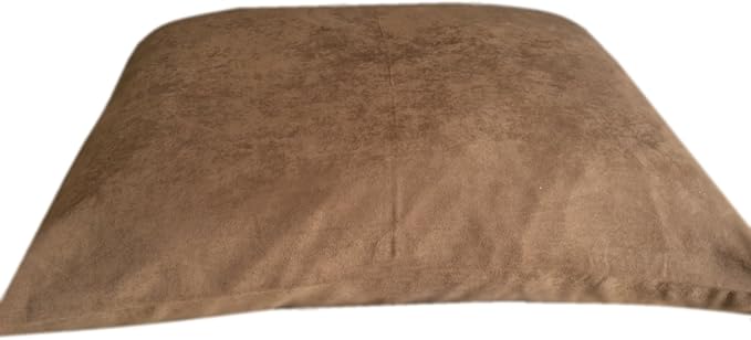 DIY Luxurious Brown Microsuede Fabric Cover for Pet Bed or Pillow + Internal Half Waterproof Half Water Resistant Case for Small to Medium Dogs - Covers ONLY Flat Style (36''x29'')