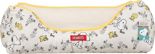Snoopy & Woodstock Cuddler Dog Bed in Beige 24" x 19" x 8"