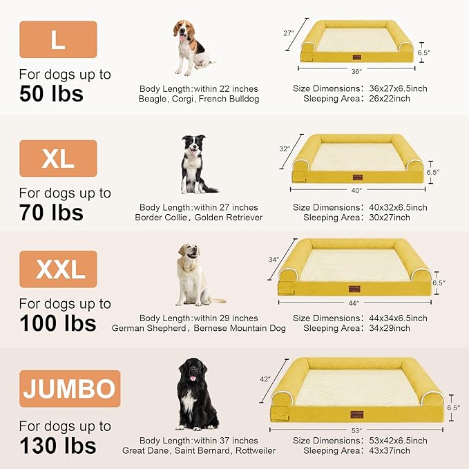 Large Dog Bed Orthopedic Washable: Beds Bolster XL Bed Medium Large Dogs Egg Crate Foam Couch Sofa Waterproof with Removable Cover