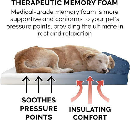 Furhaven Memory Foam Dog Bed for Large/Medium Dogs w/ Removable Bolsters & Washable Cover 55 lbs