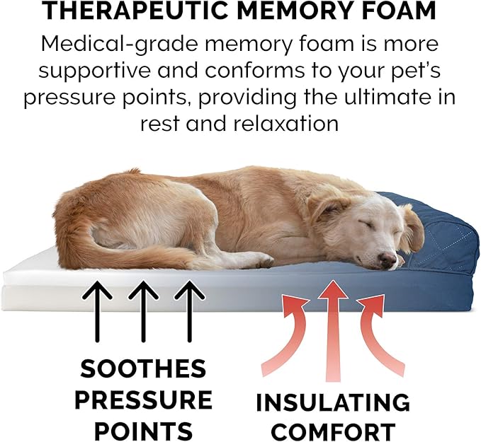 Furhaven Memory Foam Dog Bed for Medium/Small Dogs w/ Removable Bolsters & Washable Cover 35 lbs