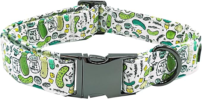 Summer Dog Collar, Big Dill Print Pet Collar Durable Metal Collar Dog Cute Green Boy Dog Collars Adjustable Dog Collar for Small Medium Large Dogs