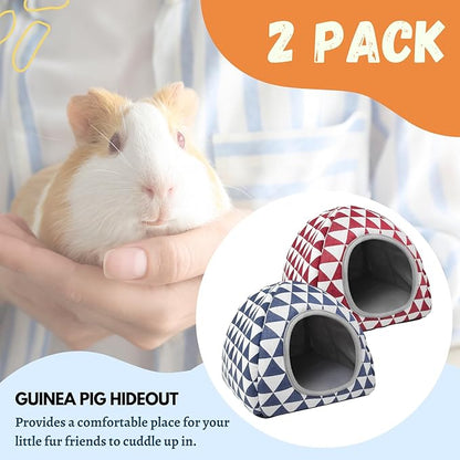 2 Pack Guinea Pig Hideout Bed Washable Guinea Pig Cage Accessories Cozy House Habitat Hide-Out for Chinchilla Hedgehog Small Animal Supplies