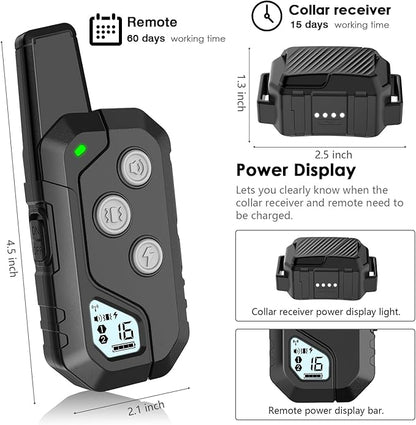 Dog Shock Collar, IP67 Waterproof Dog Training Collar with Remote, 3 Training Modes, Shock, Vibration and Beep, Rechargeable Electric Shock Collar for Large Medium Small Dog