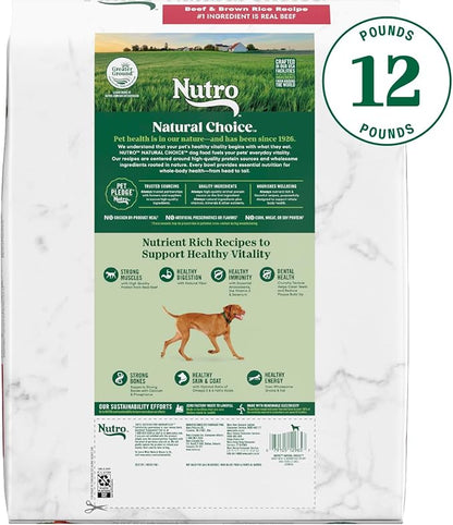 Nutro Natural Choice Adult Dry Dog Food, Beef and Brown Rice Recipe, 12 lbs.