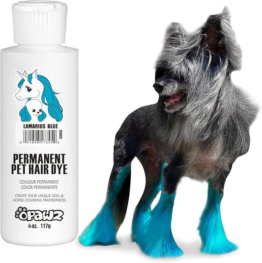 OPAWZ Permanent Dog Hair Dye, Pet Hair Dye Safely Used by Grooming Salons for a Decade, Pet Safe Dye Lasts Over 20 Washes, Bright Color for Dogs and Horses (Lamarius Blue)