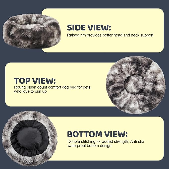 Calming Dog Bed for Medium Large Dogs 39", Ink