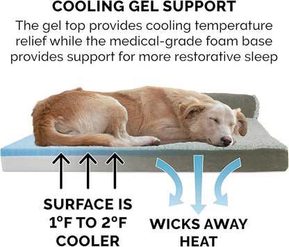 Furhaven Cooling Gel Dog Bed for Medium/Small Dogs w/ Removable Bolsters & Washable Cover 35 lbs