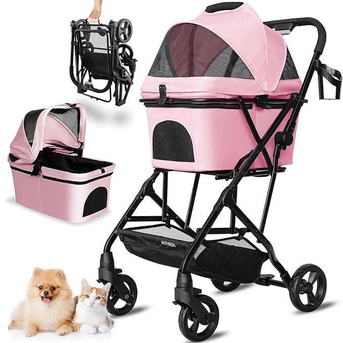 Pet Stroller for Small/Medium Dogs Cats Up to 33lbs 3 in 1 Foldable