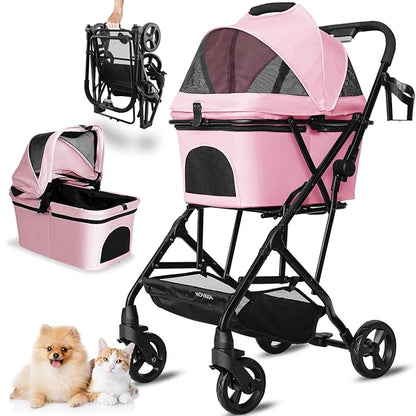 Pet Stroller for Small/Medium Dogs Cats Up to 33lbs 3 in 1 Foldable