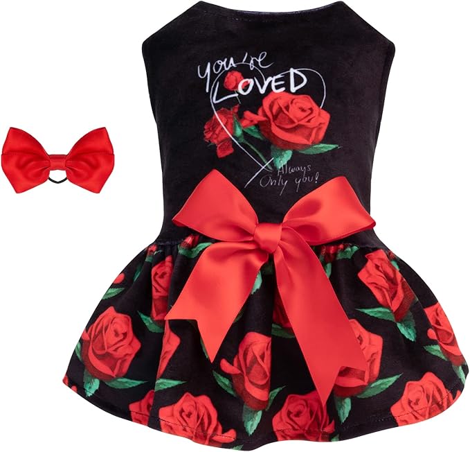 CuteBone You're Loved Rose Dress Velvet for Small CVA12L-D