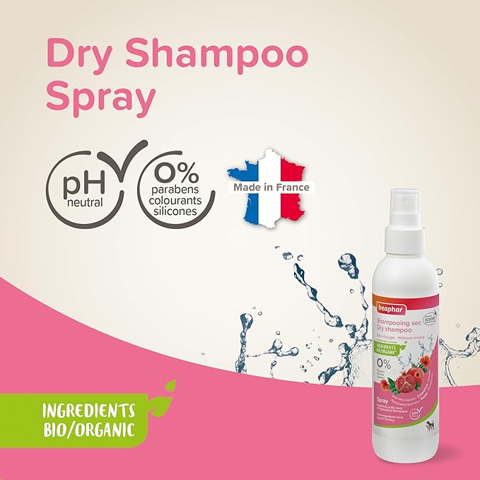 BEAPHAR – ECOCERT Labeled Dry Shampoo Spray for Dogs and Cats 200 ML