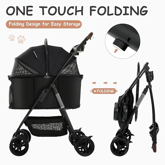SWITTE Dog Stroller 3 in 1 Folding Pet Stroller 4 Wheels