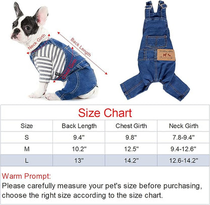 Rbenxia 1 Piece of Dog Denim Shirts Puppy Jean Jacket Sling Jumpsuit Costumes Pet Jean Overalls Dog Pants Outfits for Small Puppy Cat Pets (Blue, Large)